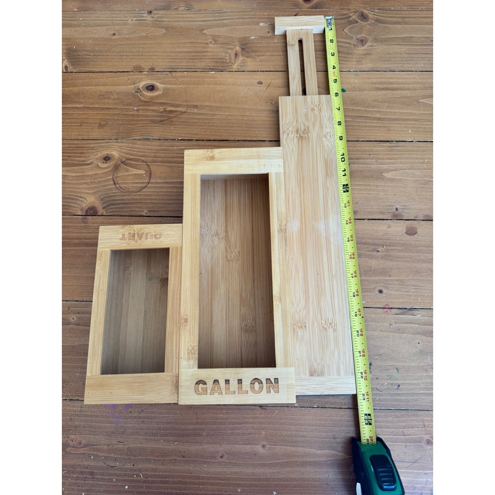 Bamboo Ziploc Bag Organizer Set Gallon Quart Kitchen Drawer Storage Wood Box